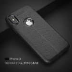 Wholesale iPhone X (Ten) TPU Leather Armor Hybrid Case (Black)